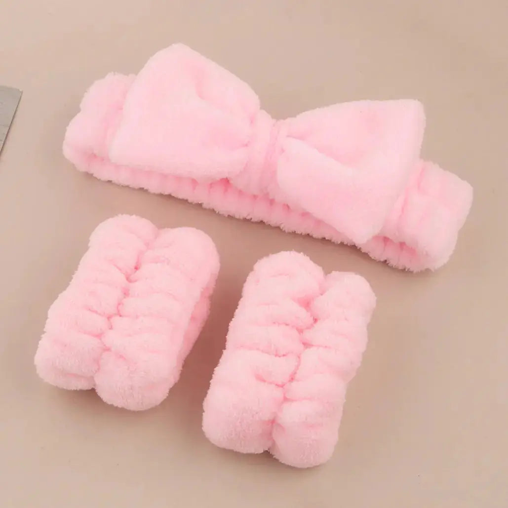 Facial Brush & Coral Fleece Hair Band Set My Store