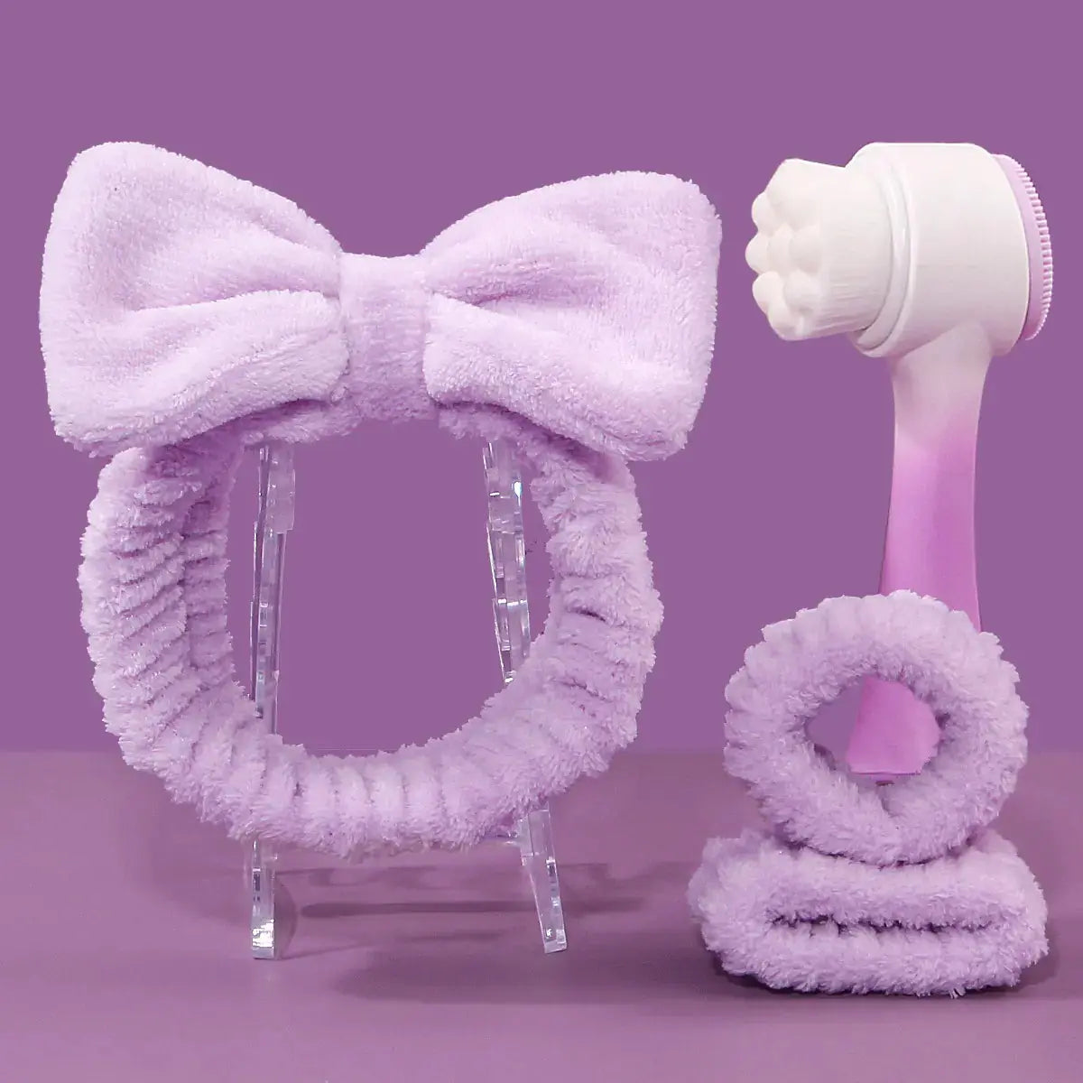 Facial Brush & Coral Fleece Hair Band Set My Store