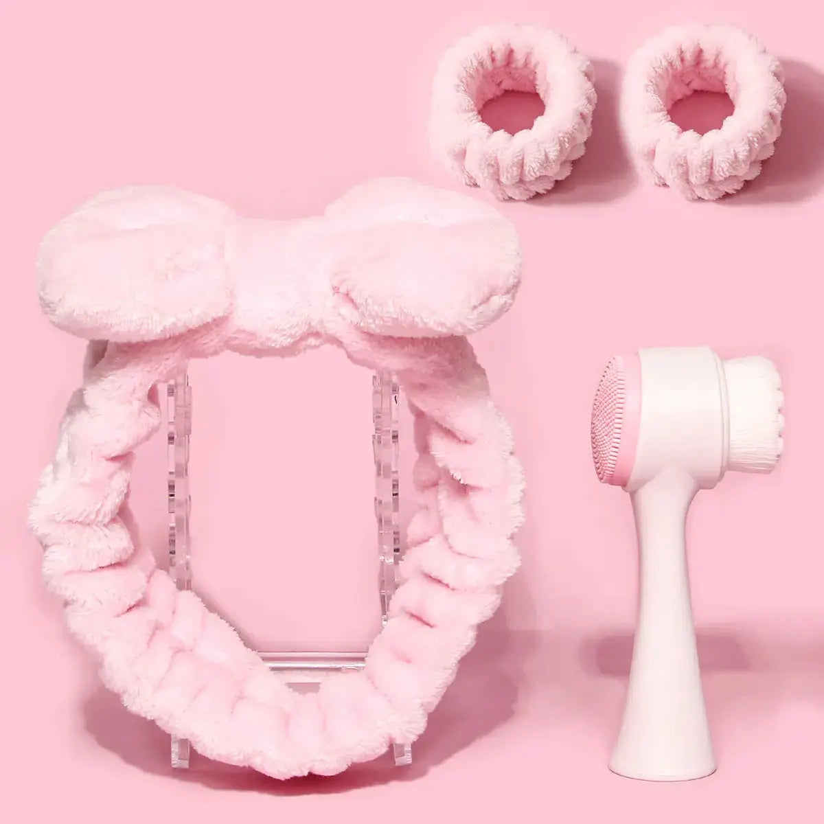 Facial Brush & Coral Fleece Hair Band Set My Store