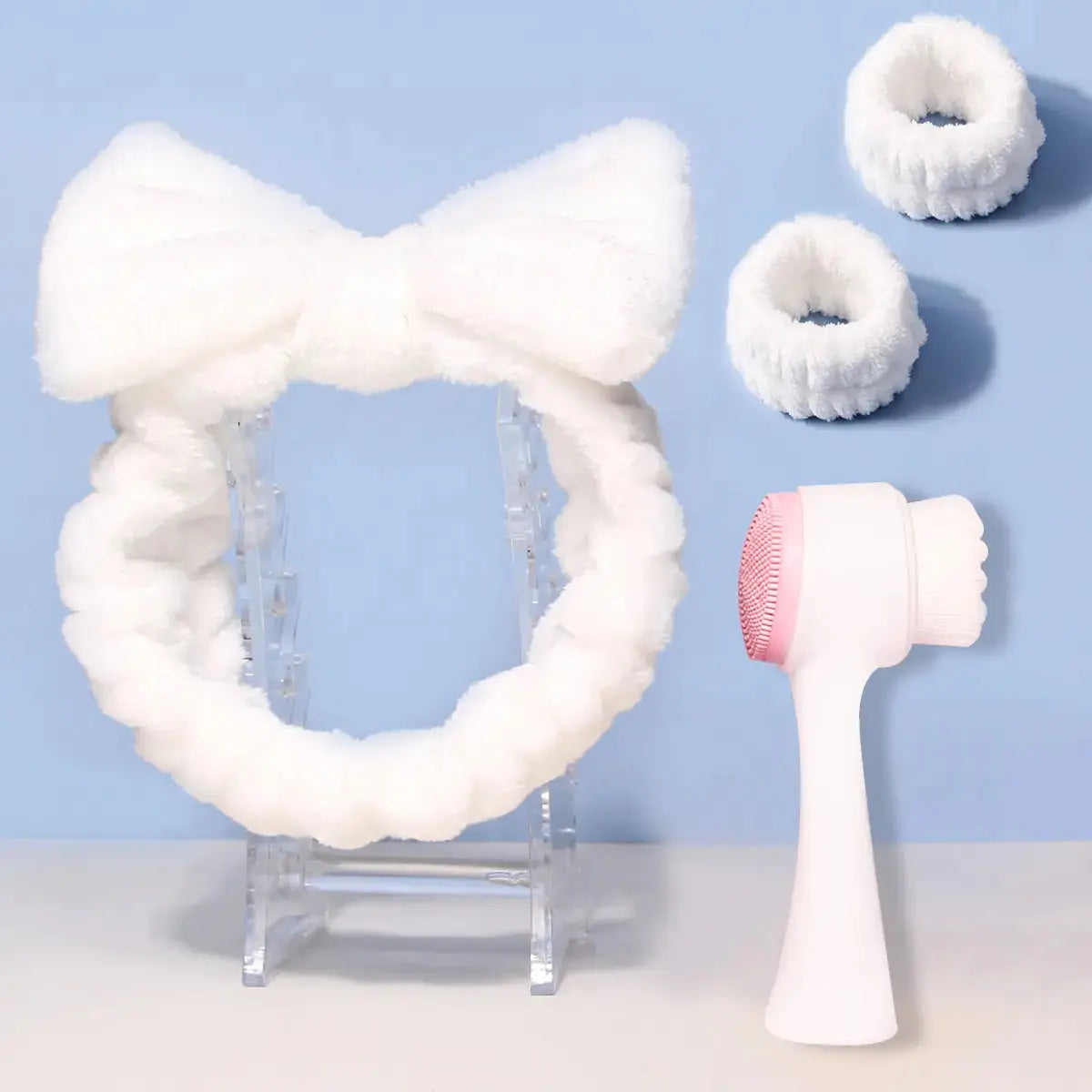 Facial Brush & Coral Fleece Hair Band Set My Store