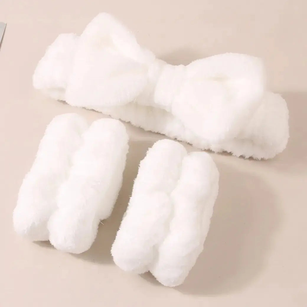 Facial Brush & Coral Fleece Hair Band Set My Store